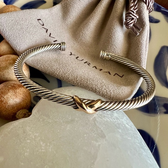 David Yurman X Classic Cable Station Bracelet in Sterling Silver & 18K Rose Gold - Picture 6 of 14